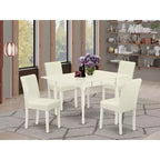 5-Piece Linen White Finish Solid Wood Top - Dining Room Set (Seats-4)