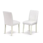 5-Piece Linen White Finish Solid Wood Top - Dining Room Set (Seats-4)