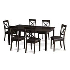 7 Piece Dining Set - Kitchen Table with Pedestal & Faux Leather Chairs - 42x72 Inch