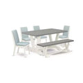 HomeStock 6-Piece Rectangle Natural Oak Finish Solid Wood Top Dining Table with 1-Bench, 4-Chairs