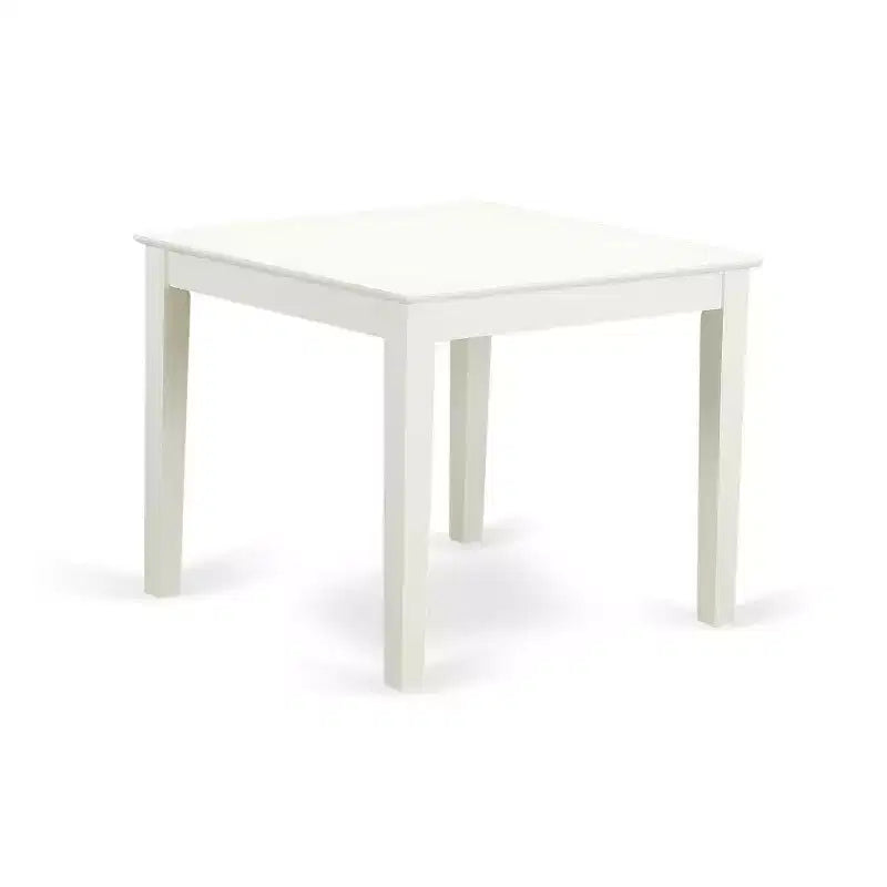5-Piece Linen White Finish Solid Wood Top - Button Tufted Dining Room Set - Seats 4