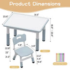Kids Table and 4 Chairs Set, Kids Study Table and Chair Set with Graffiti Desktop & Non-Slip Legs, Height Adjustable Toddler Activity Table