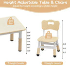 Kids Table and 4 Chairs Set, Kids Study Table and Chair Set with Graffiti Desktop & Non-Slip Legs, Height Adjustable Toddler Activity Table
