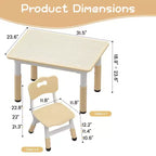 Kids Table and 4 Chairs Set, Kids Study Table and Chair Set with Graffiti Desktop & Non-Slip Legs, Height Adjustable Toddler Activity Table
