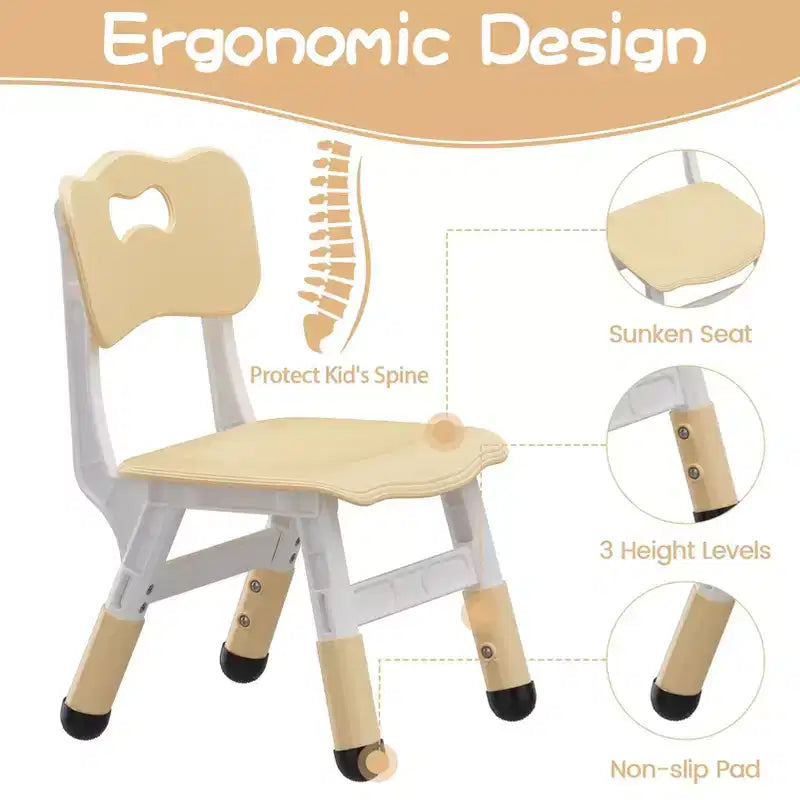 Kids Table and 4 Chairs Set, Kids Study Table and Chair Set with Graffiti Desktop & Non-Slip Legs, Height Adjustable Toddler Activity Table