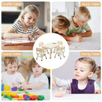 Kids Table and 4 Chairs Set, Kids Study Table and Chair Set with Graffiti Desktop & Non-Slip Legs, Height Adjustable Toddler Activity Table