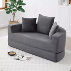 Corduroy Lounge Convertible Floor Sofa Bed with Pillows,Round Futon Couch Sleeper Sofa for Living Room,Bedroom
