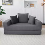 Corduroy Lounge Convertible Floor Sofa Bed with Pillows,Round Futon Couch Sleeper Sofa for Living Room,Bedroom