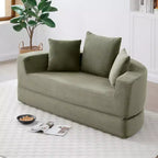 Corduroy Lounge Convertible Floor Sofa Bed with Pillows,Round Futon Couch Sleeper Sofa for Living Room,Bedroom