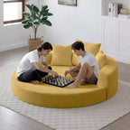 Corduroy Lounge Convertible Floor Sofa Bed with Pillows,Round Futon Couch Sleeper Sofa for Living Room,Bedroom