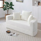 Corduroy Lounge Convertible Floor Sofa Bed with Pillows,Round Futon Couch Sleeper Sofa for Living Room,Bedroom