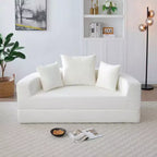 Corduroy Lounge Convertible Floor Sofa Bed with Pillows,Round Futon Couch Sleeper Sofa for Living Room,Bedroom