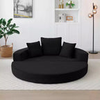 Corduroy Lounge Convertible Floor Sofa Bed with Pillows,Round Futon Couch Sleeper Sofa for Living Room,Bedroom