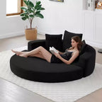 Corduroy Lounge Convertible Floor Sofa Bed with Pillows,Round Futon Couch Sleeper Sofa for Living Room,Bedroom