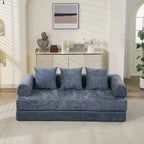 Chenille Lounge Floor Sofa Bed with Convertible Foldable Mattress,2-Seater Futon Couch Sleeper Sofa for Living Room,Bedroom