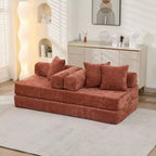 Chenille Lounge Floor Sofa Bed with Convertible Foldable Mattress,2-Seater Futon Couch Sleeper Sofa for Living Room,Bedroom