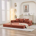 Chenille Lounge Floor Sofa Bed with Convertible Foldable Mattress,2-Seater Futon Couch Sleeper Sofa for Living Room,Bedroom