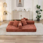 Chenille Lounge Floor Sofa Bed with Convertible Foldable Mattress,2-Seater Futon Couch Sleeper Sofa for Living Room,Bedroom