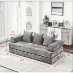 Chenille Lounge Floor Sofa Bed with Convertible Foldable Mattress,2-Seater Futon Couch Sleeper Sofa for Living Room,Bedroom