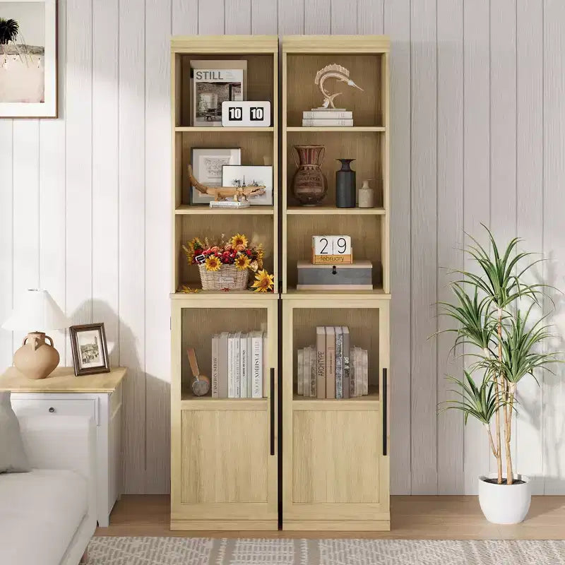 70 Bathroom Storage Cabinet, Tall Storage Cabinet with Doors for Kitchens, Bathrooms, Living Room, Natural