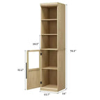 70 Bathroom Storage Cabinet, Tall Storage Cabinet with Doors for Kitchens, Bathrooms, Living Room, Natural