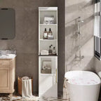 70 Bathroom Storage Cabinet, Tall Storage Cabinet with Doors for Kitchens, Bathrooms, Living Room, Natural
