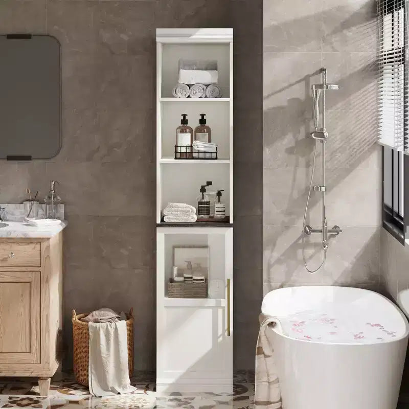 70 Bathroom Storage Cabinet, Tall Storage Cabinet with Doors for Kitchens, Bathrooms, Living Room, Natural