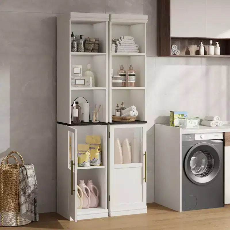 70 Bathroom Storage Cabinet, Tall Storage Cabinet with Doors for Kitchens, Bathrooms, Living Room, Natural