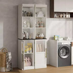 70 Bathroom Storage Cabinet, Tall Storage Cabinet with Doors for Kitchens, Bathrooms, Living Room, Natural