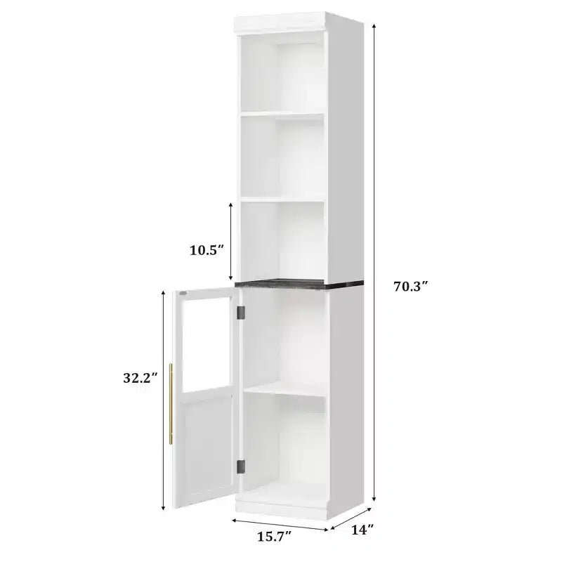 70 Bathroom Storage Cabinet, Tall Storage Cabinet with Doors for Kitchens, Bathrooms, Living Room, Natural