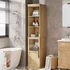 70 Bathroom Storage Cabinet, Tall Storage Cabinet with Doors for Kitchens, Bathrooms, Living Room, Natural