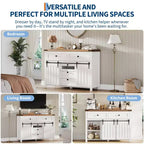 Buffet Cabinet, Sideboard Storage Cabinet with 5 Drawers and 2 Sliding Barn Doors, Wood Table with Adjustable Shelf, for Living Room, Dining Room