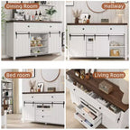 Buffet Cabinet, Sideboard Storage Cabinet with 5 Drawers and 2 Sliding Barn Doors, Wood Table with Adjustable Shelf, for Living Room, Dining Room