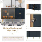 60 Buffet Cabinet With 3 Drawers, 2 Doors, Adjustable Shelf 36in Height Sideboard Buffet , Console Table For Living Room, Hallway, Dining Room