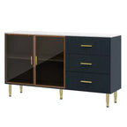 60 Buffet Cabinet With 3 Drawers, 2 Doors, Adjustable Shelf 36in Height Sideboard Buffet , Console Table For Living Room, Hallway, Dining Room