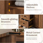 Farmhouse 5-Drawer Dresser with Sliding Barn Door, 48 Tall Wood Chest of Drawers with Adjustable Shelf for Bedroom, Entryway, Living Room White