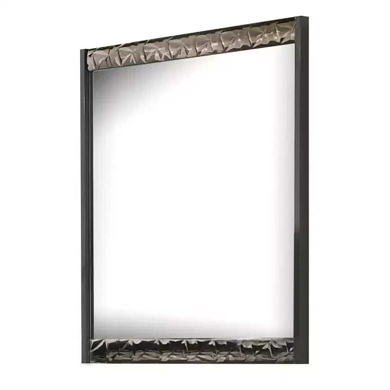 36x40 Dresser Mirror, Rectangular, Chrome Geo Molding, Ash Gray
