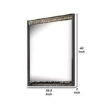 36x40 Dresser Mirror, Rectangular, Chrome Geo Molding, Ash Gray