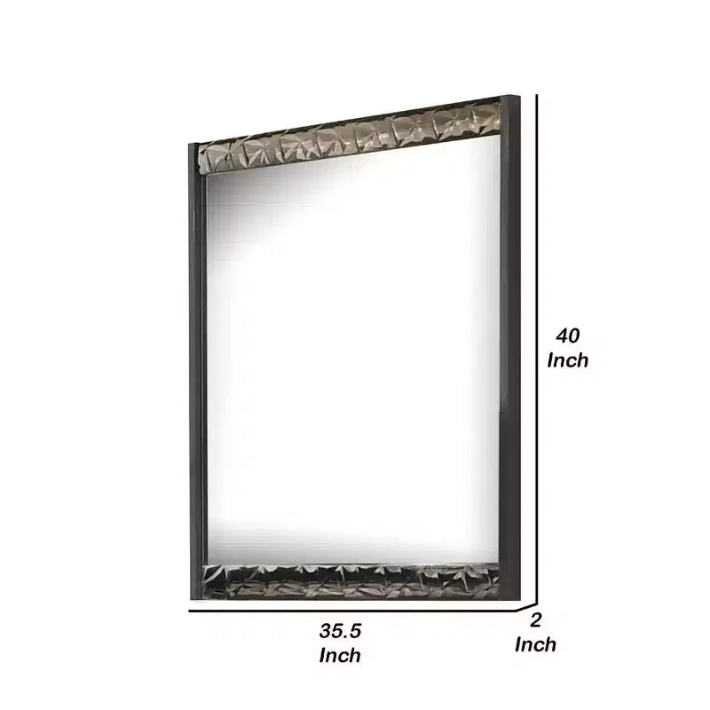 36x40 Dresser Mirror, Rectangular, Chrome Geo Molding, Ash Gray