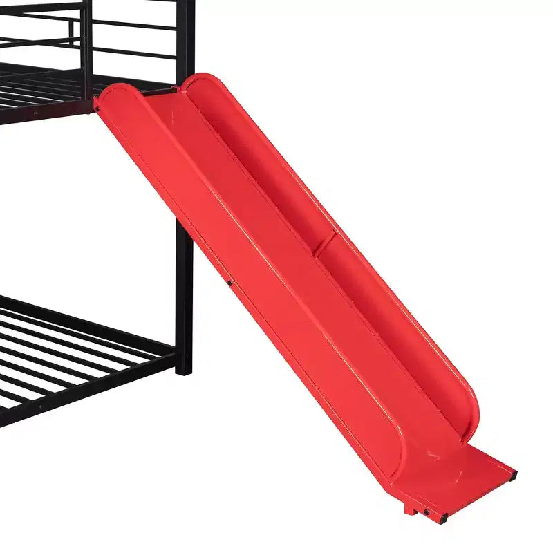 Twin Over Twin Bunk Bed & Housebed, Metal Bed Frame with Slide and Guard Rail