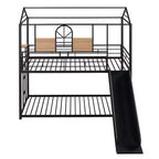 Twin Over Twin Bunk Bed & Housebed, Metal Bed Frame with Slide and Guard Rail
