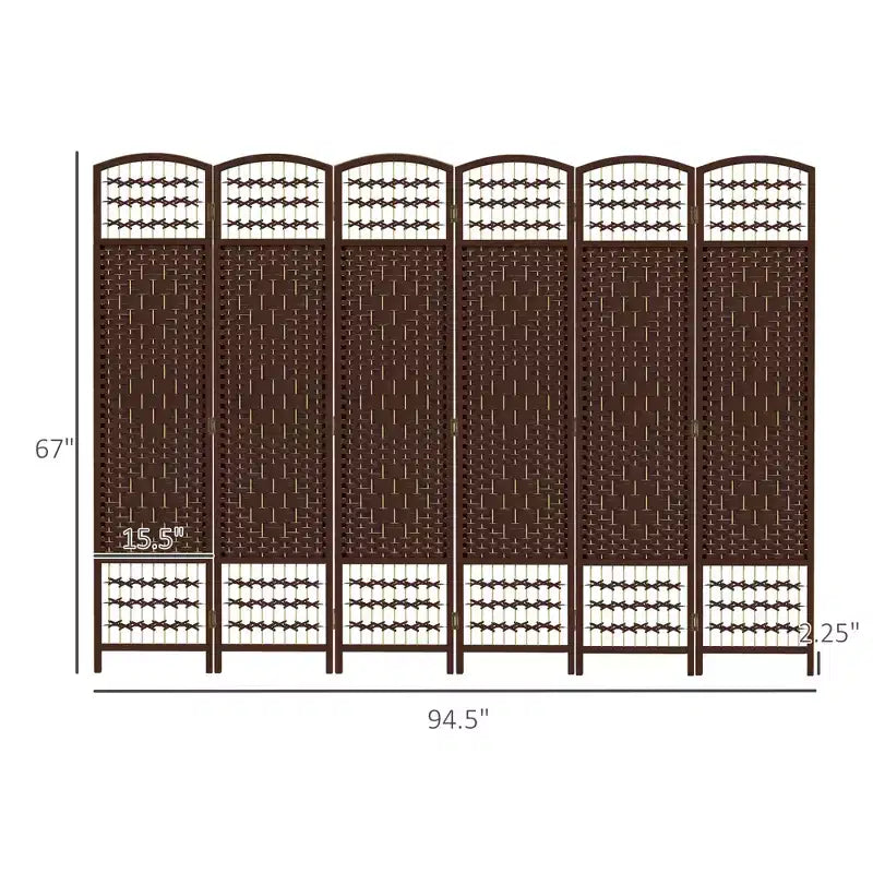 6 Panel Folding Room Divider Portable Privacy Screen Wave Fiber Room Partition for Home Office