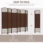 6 Panel Folding Room Divider Portable Privacy Screen Wave Fiber Room Partition for Home Office