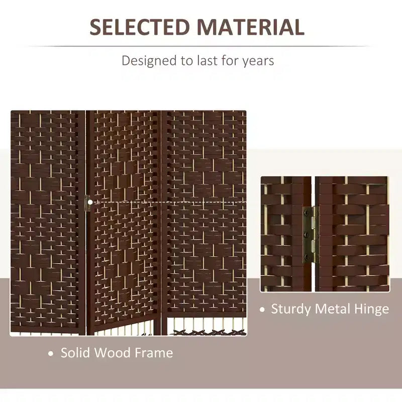 6 Panel Folding Room Divider Portable Privacy Screen Wave Fiber Room Partition for Home Office
