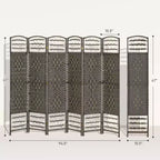 6 Panel Folding Room Divider Portable Privacy Screen Wave Fiber Room Partition for Home Office