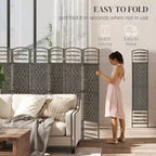 6 Panel Folding Room Divider Portable Privacy Screen Wave Fiber Room Partition for Home Office