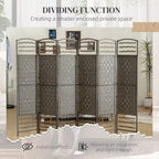 6 Panel Folding Room Divider Portable Privacy Screen Wave Fiber Room Partition for Home Office
