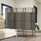 6 Panel Folding Room Divider Portable Privacy Screen Wave Fiber Room Partition for Home Office