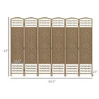 6 Panel Folding Room Divider Portable Privacy Screen Wave Fiber Room Partition for Home Office