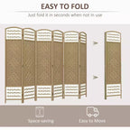 6 Panel Folding Room Divider Portable Privacy Screen Wave Fiber Room Partition for Home Office